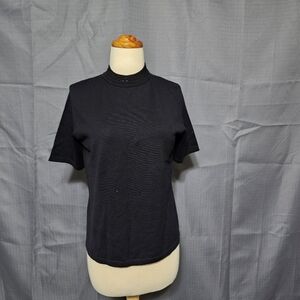 Garfield & Marks Beaded Black Mock Neck Sweater M